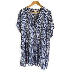 H&M Blue and White Flowy Dress, Size L